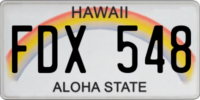 HI license plate FDX548