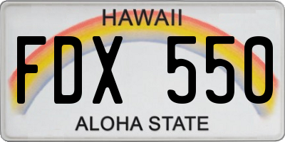 HI license plate FDX550
