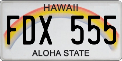 HI license plate FDX555