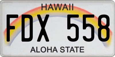 HI license plate FDX558