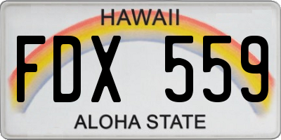 HI license plate FDX559