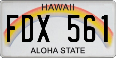 HI license plate FDX561