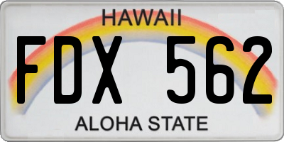 HI license plate FDX562