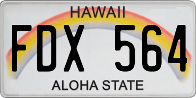 HI license plate FDX564