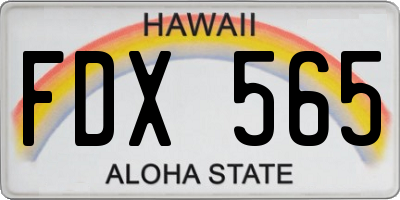 HI license plate FDX565