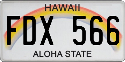 HI license plate FDX566