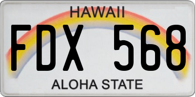 HI license plate FDX568