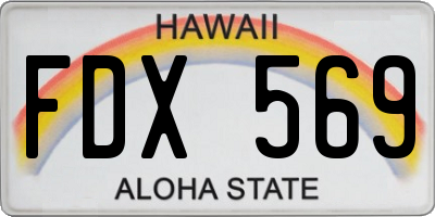 HI license plate FDX569