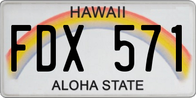 HI license plate FDX571
