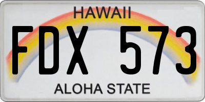 HI license plate FDX573