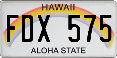 HI license plate FDX575