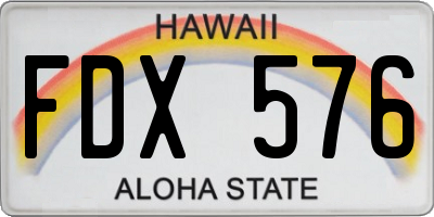 HI license plate FDX576