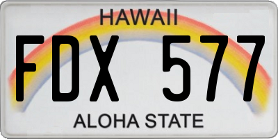 HI license plate FDX577