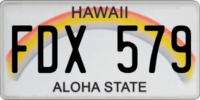 HI license plate FDX579