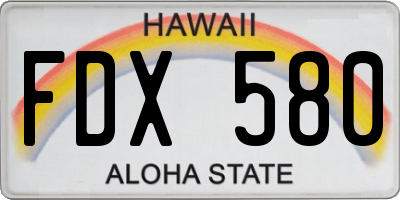 HI license plate FDX580