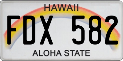 HI license plate FDX582