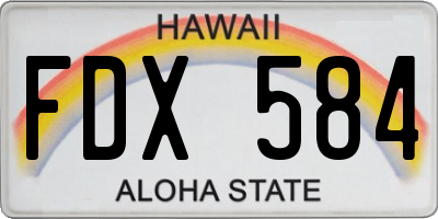 HI license plate FDX584