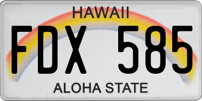 HI license plate FDX585