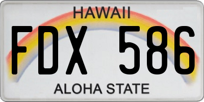 HI license plate FDX586