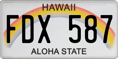 HI license plate FDX587
