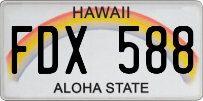 HI license plate FDX588