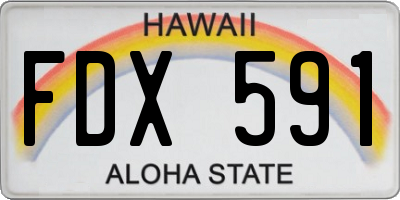 HI license plate FDX591