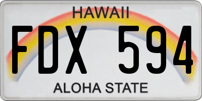 HI license plate FDX594