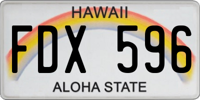 HI license plate FDX596