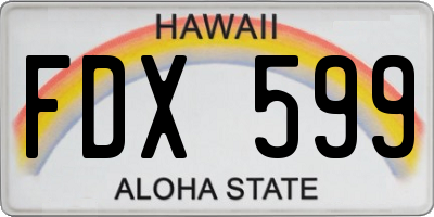 HI license plate FDX599