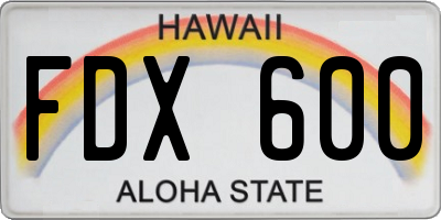 HI license plate FDX600
