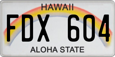 HI license plate FDX604
