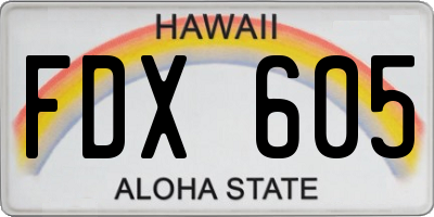 HI license plate FDX605