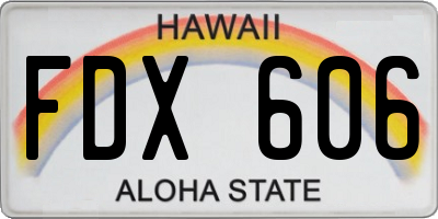 HI license plate FDX606