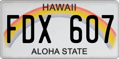 HI license plate FDX607