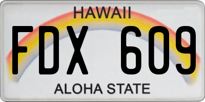 HI license plate FDX609