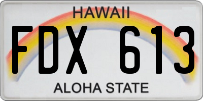 HI license plate FDX613