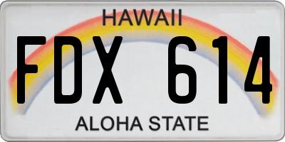 HI license plate FDX614