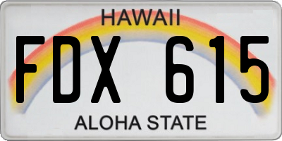 HI license plate FDX615