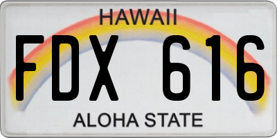 HI license plate FDX616