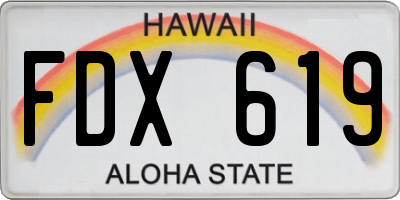 HI license plate FDX619