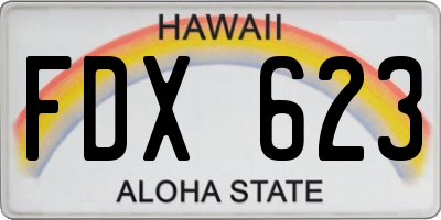 HI license plate FDX623