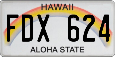 HI license plate FDX624