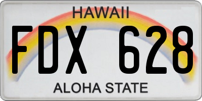 HI license plate FDX628