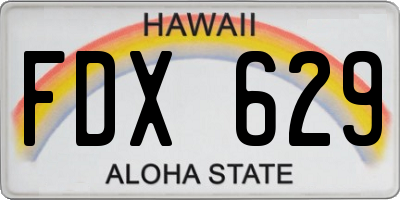 HI license plate FDX629