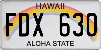 HI license plate FDX630