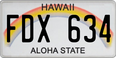 HI license plate FDX634