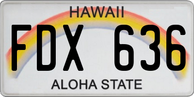HI license plate FDX636