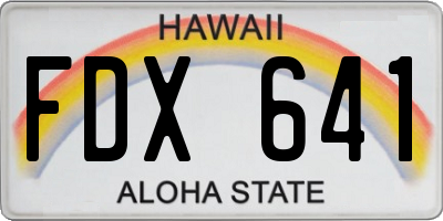 HI license plate FDX641