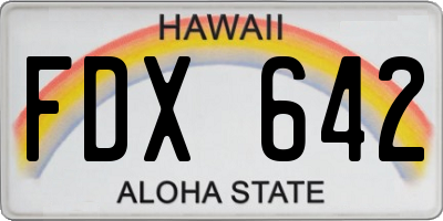HI license plate FDX642