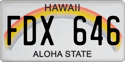 HI license plate FDX646